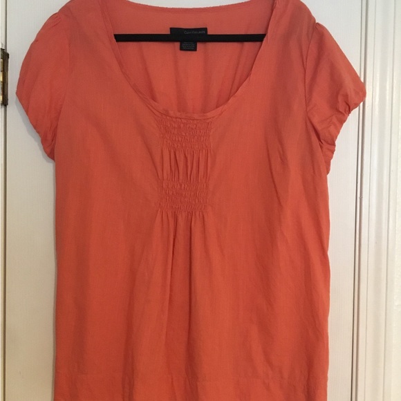 Calvin Kline Jeans Peach Short Sleeve Top- Size-XL - Picture 1 of 16